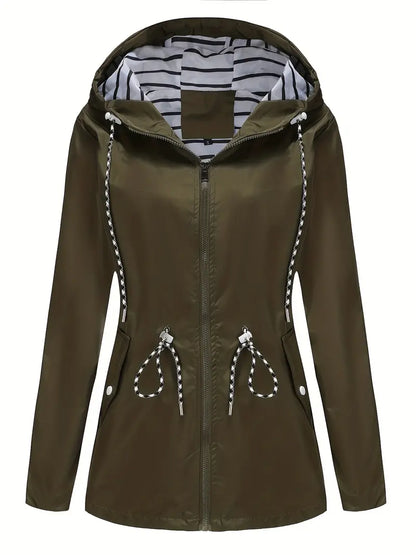 Isabella Hooded Raincoat | Relaxed Fit Zip Front Raincoat