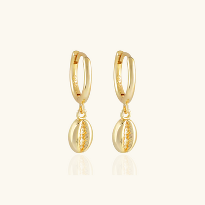 Gold-Plated Shell Hoop Earrings | Mia