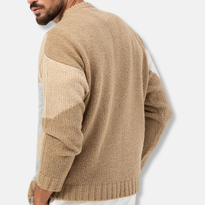 Sebastian Wool Jacquard Knit Pullover Sweater | Relaxed Fit Crewneck Pullover Sweater