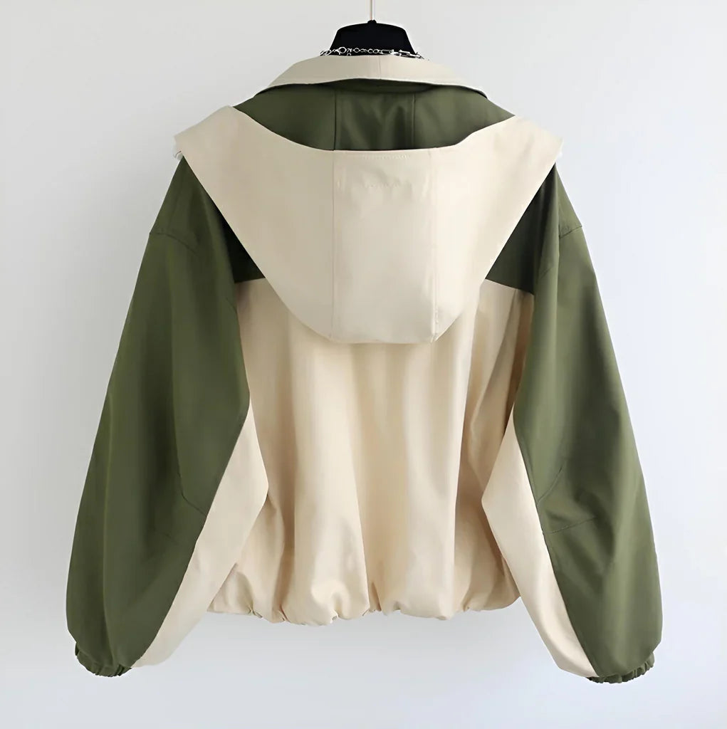 Rosie Nylon Blouson Jacket | Two-Tone Lapel Collar Jacket