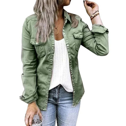 Evelyn Cotton Shirt Jacket | Relaxed Fit Button Front Jacket