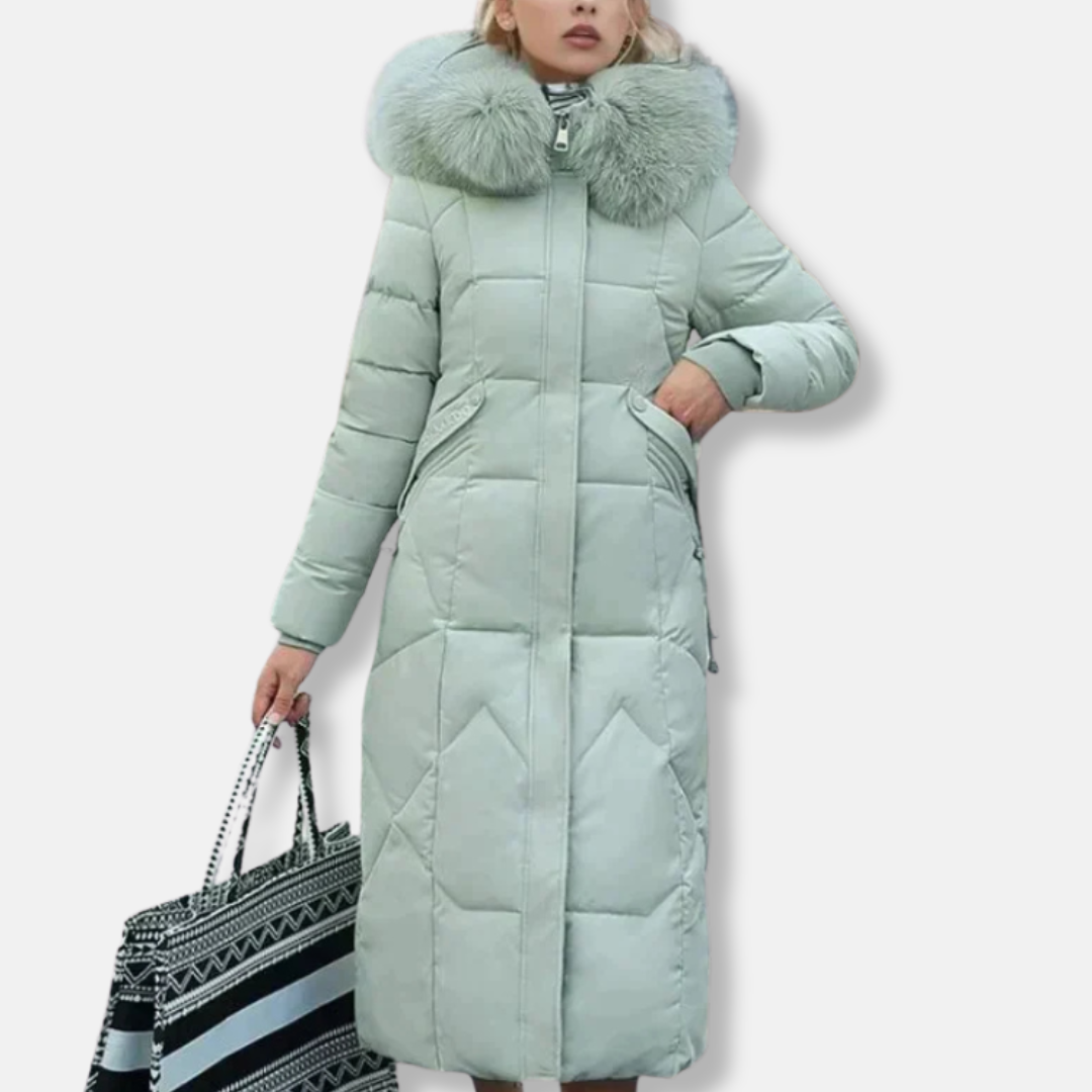 Elisa Quilted Puffer Coat | Slim Fit Detachable Fur Coat