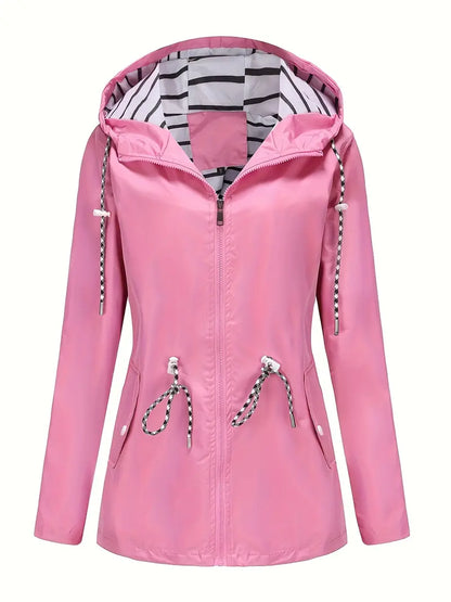 Isabella Hooded Raincoat | Relaxed Fit Zip Front Raincoat