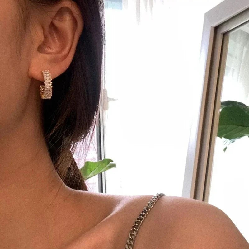Gold Crystal Drop Earrings - Isaline