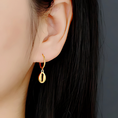 Gold-Plated Shell Hoop Earrings | Mia