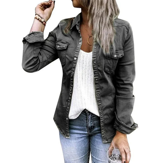 Evelyn Cotton Shirt Jacket | Relaxed Fit Button Front Jacket