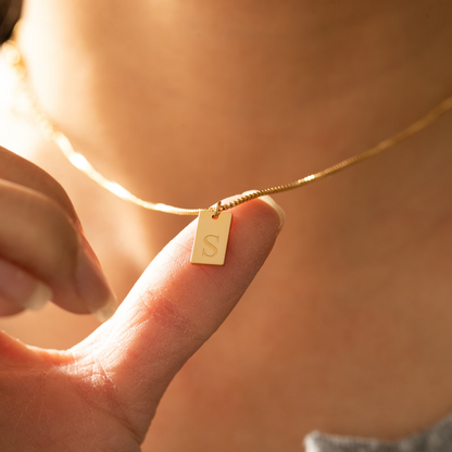 Personalised necklace with engraved card - Necklace with engraved name tag