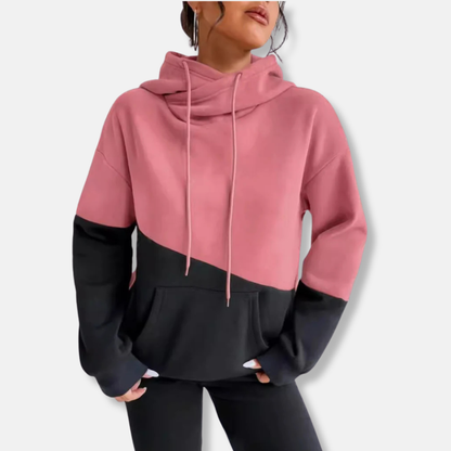 Isla Fleece Hooded Hoodie | Relaxed Fit Colorblock Hoodie