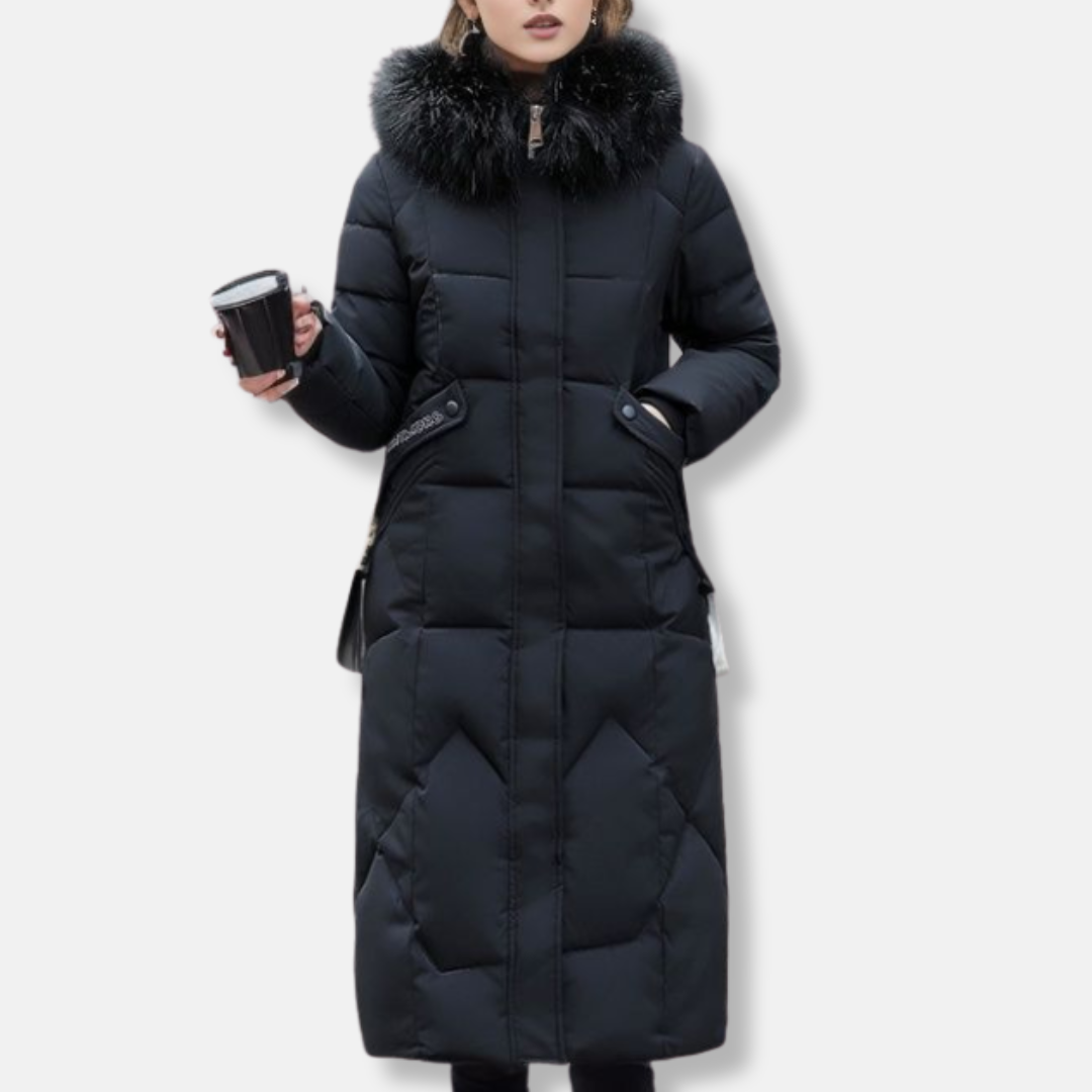 Elisa Quilted Puffer Coat | Slim Fit Detachable Fur Coat