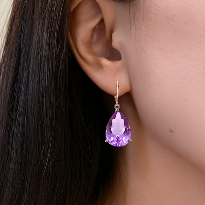 Violet Teardrop Earrings - Amethyst