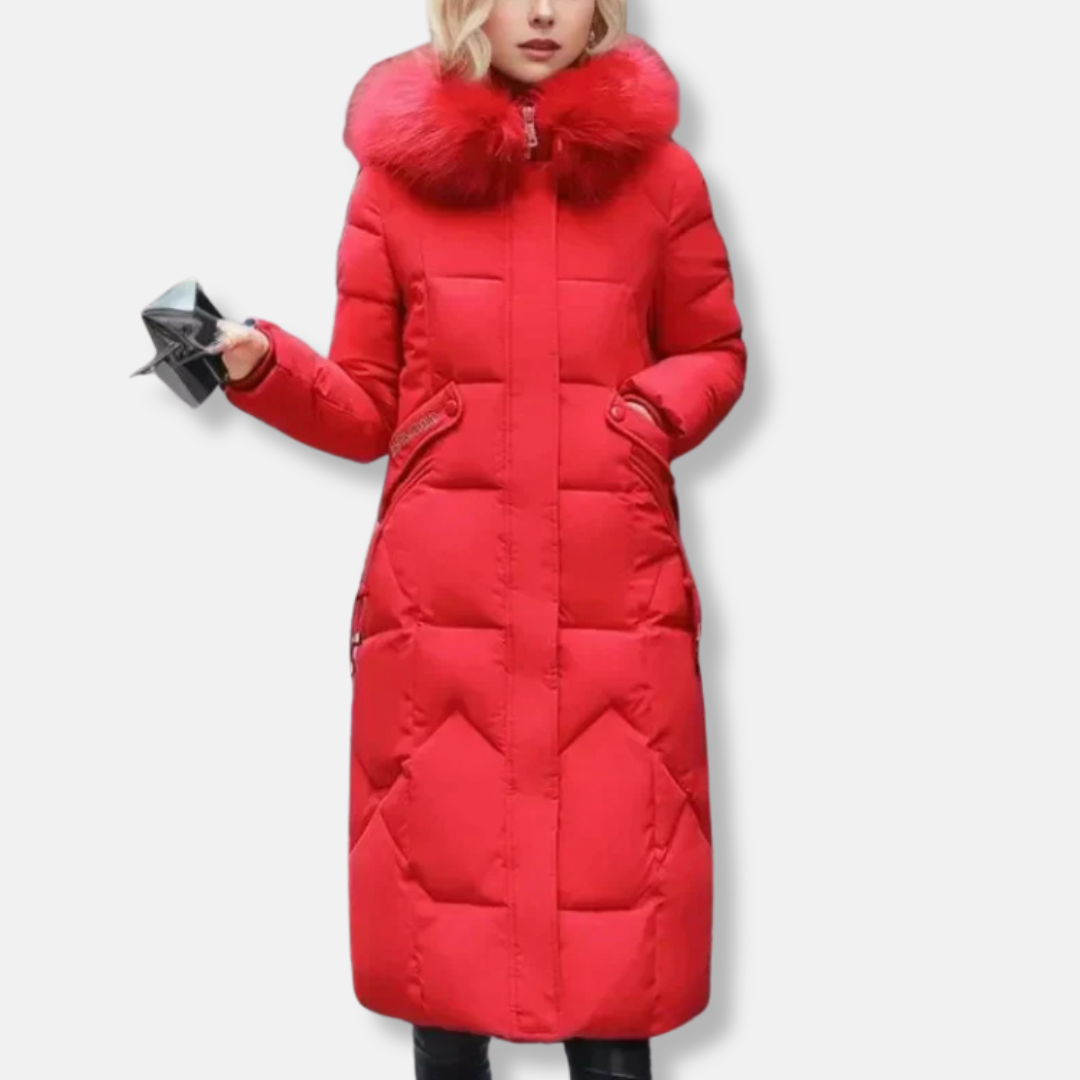 Elisa Quilted Puffer Coat | Slim Fit Detachable Fur Coat