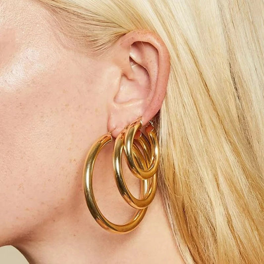 Classic Gold-Plated Round Hoops - Lea