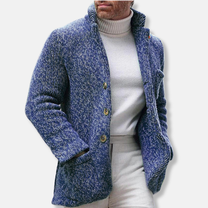 Sebastian Wool Knit Jacket | Stand Collar Patch Pocket Jacket