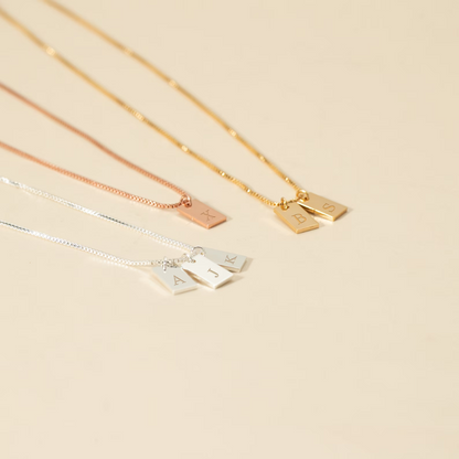 Personalised necklace with engraved card - Necklace with engraved name tag