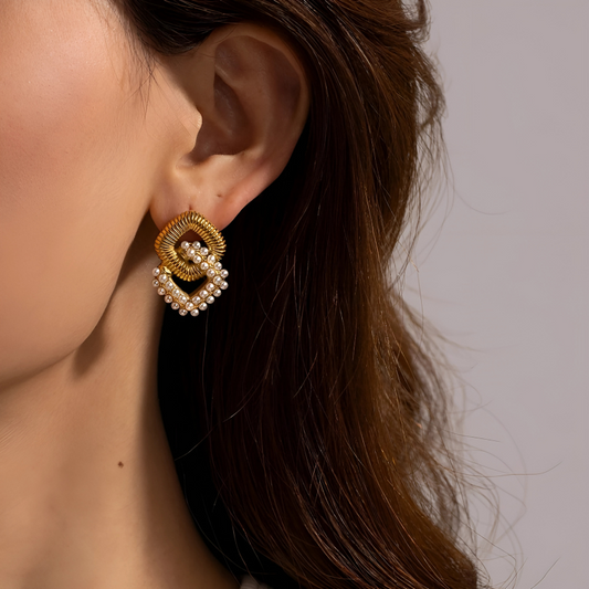 Double-Layer Gold-Plated Drop Earrings – Elegance
