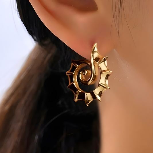 Gold-Colored Spiral Seahorse Earrings - Anastasia