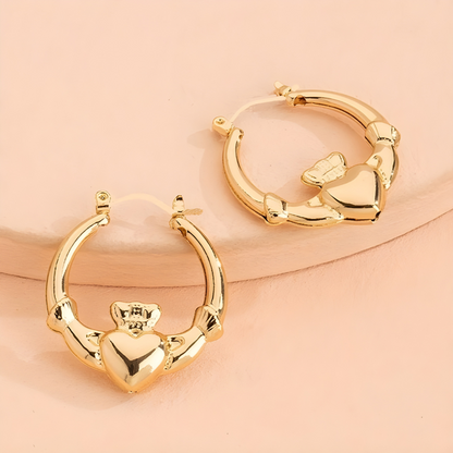 Geometric Heart Hoop Earrings - Kira