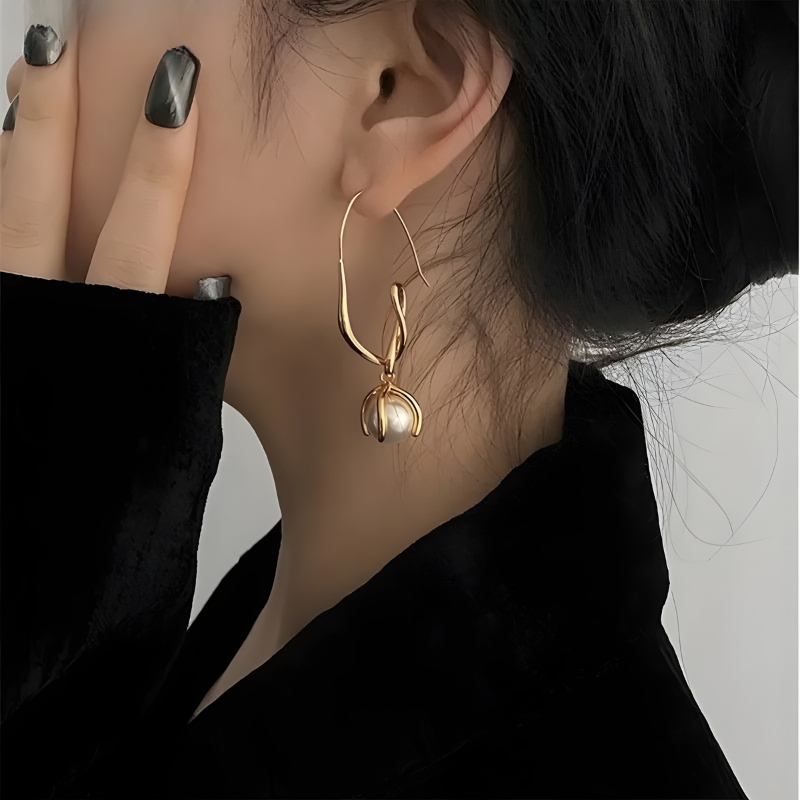 Twisted Pearl Drop Earrings - Marcelline