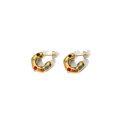 Gold Plated Zircon Hoop Earrings - Ashley