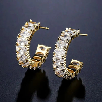 Gold Crystal Drop Earrings - Isaline