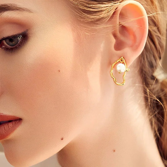Elegant Gold-Plated Statement Earrings – Amelie