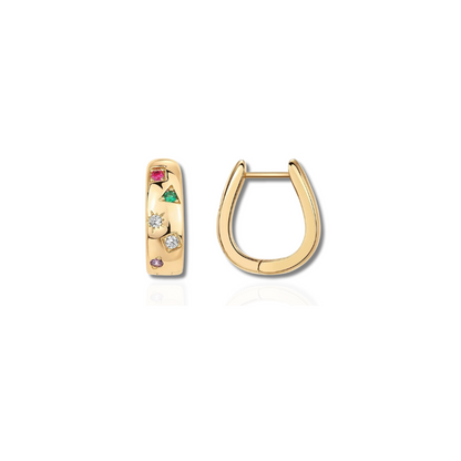 Vibrant Multicolor Cubic Zirconia Huggie Earrings - Mila