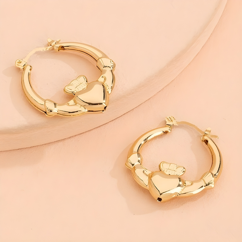 Geometric Heart Hoop Earrings - Kira