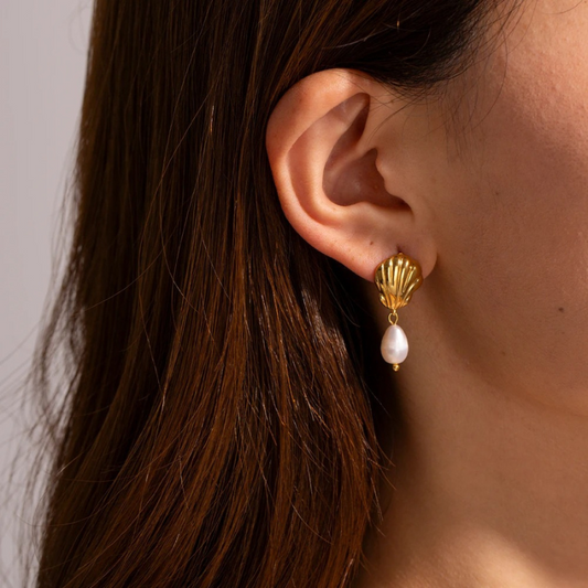 Gold-Plated Shell Drop Earrings – Maren