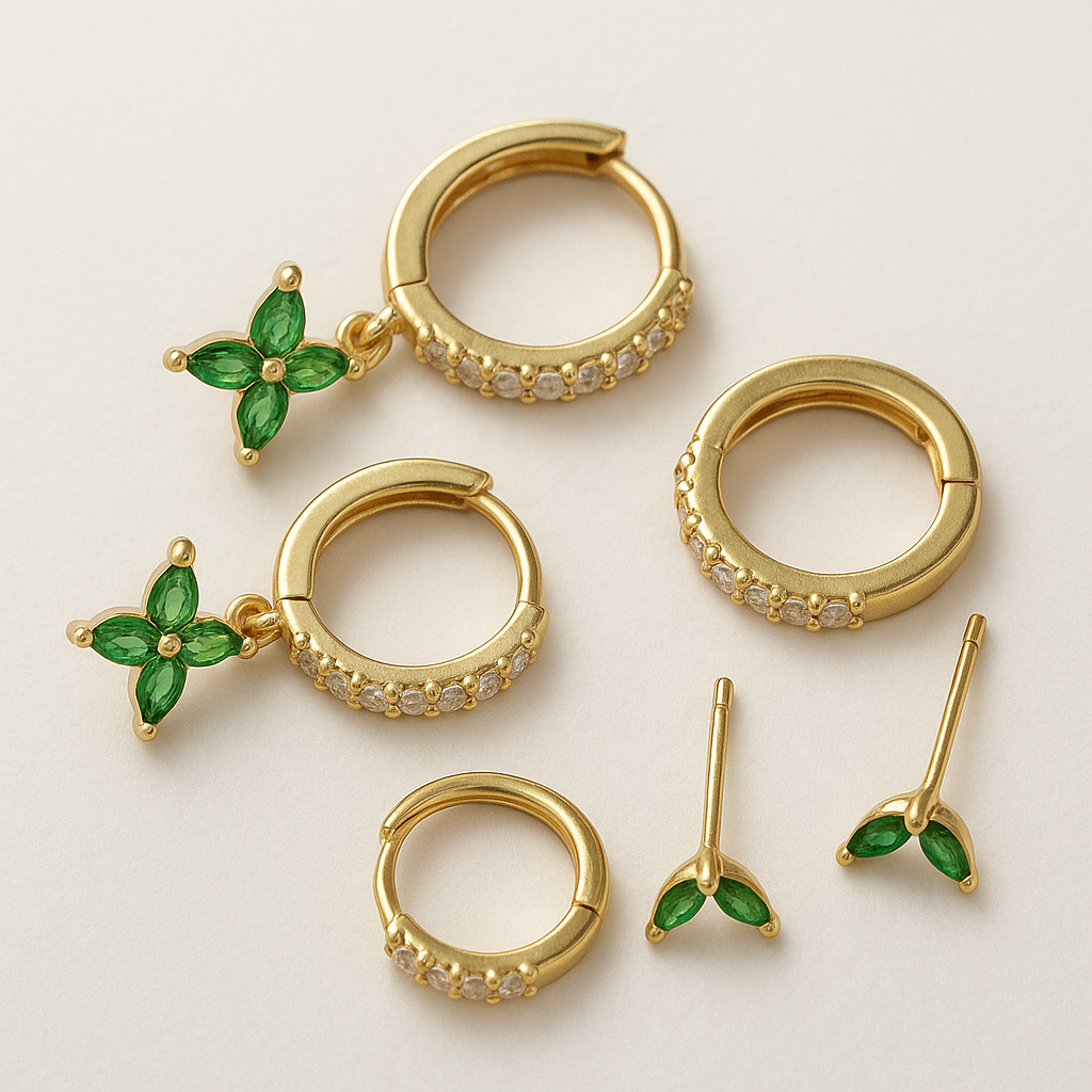 Gold Plated Earrings Timeless Set - Trio