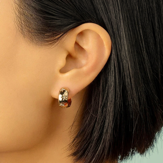 Bold Star Crystal Hoops – Celina