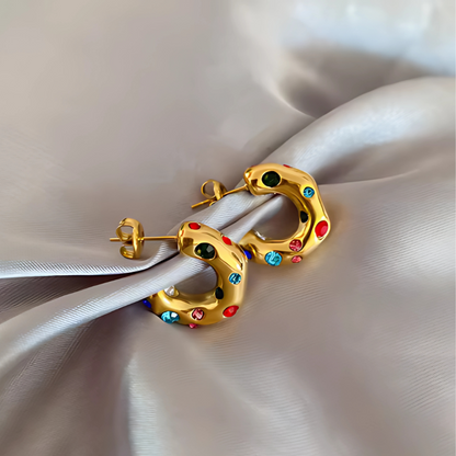 Gold Plated Zircon Hoop Earrings - Ashley