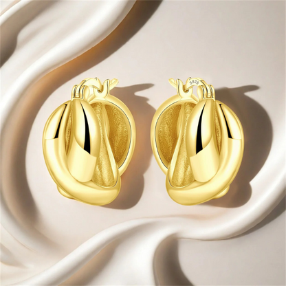 Elegant Woven Gold Hoop Earrings - Madelyn
