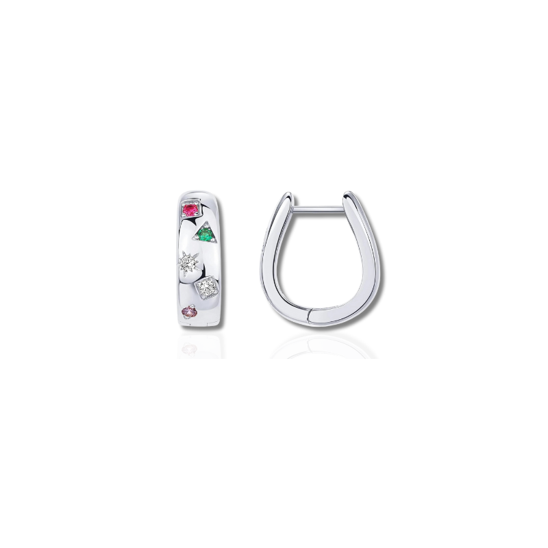 Vibrant Multicolor Cubic Zirconia Huggie Earrings - Mila