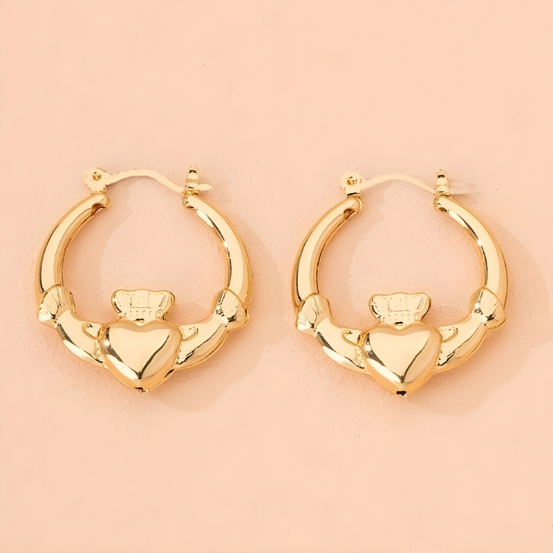 Geometric Heart Hoop Earrings - Kira
