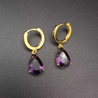 Violet Teardrop Earrings - Amethyst