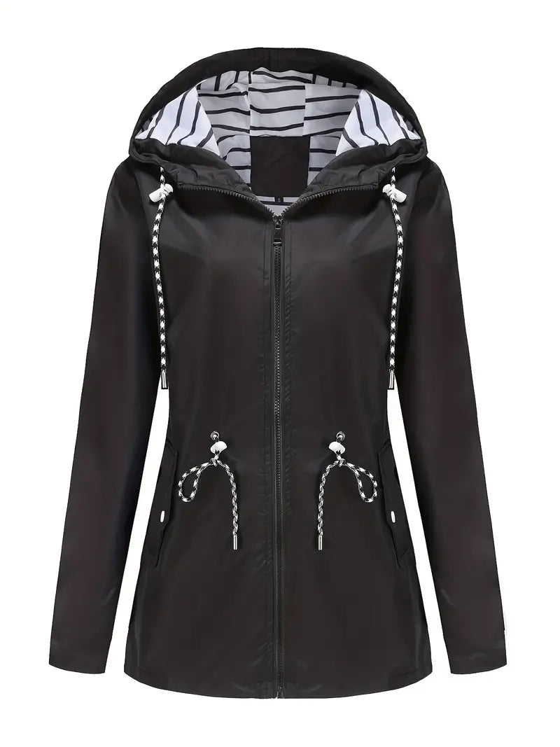 Isabella Hooded Raincoat | Relaxed Fit Zip Front Raincoat