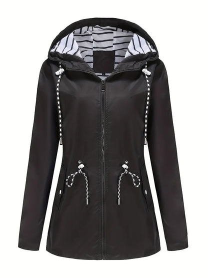 Isabella Hooded Raincoat | Relaxed Fit Zip Front Raincoat
