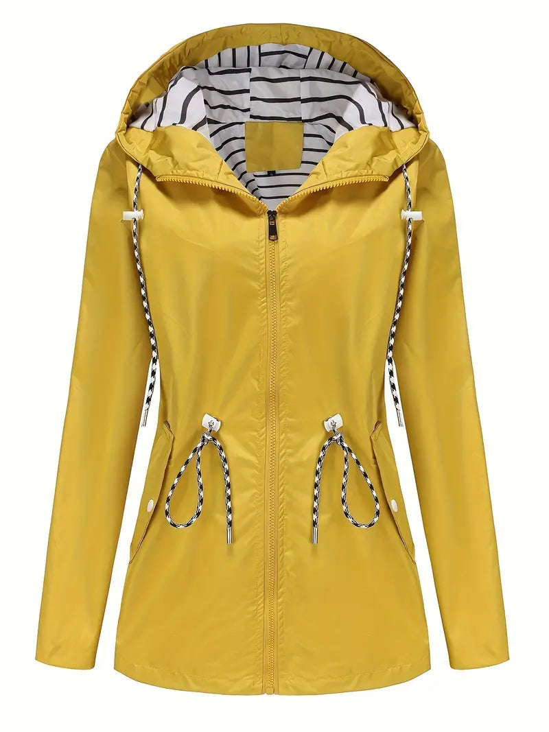 Isabella Hooded Raincoat | Relaxed Fit Zip Front Raincoat
