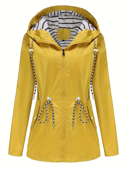Isabella Hooded Raincoat | Relaxed Fit Zip Front Raincoat