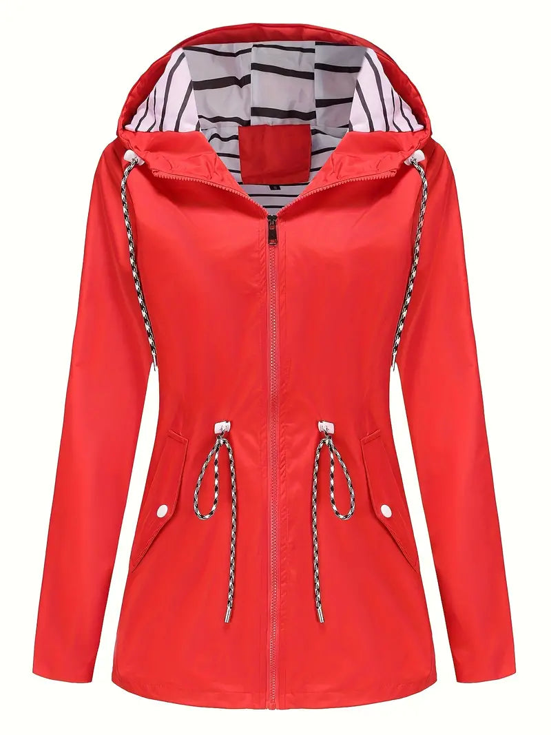 Isabella Hooded Raincoat | Relaxed Fit Zip Front Raincoat