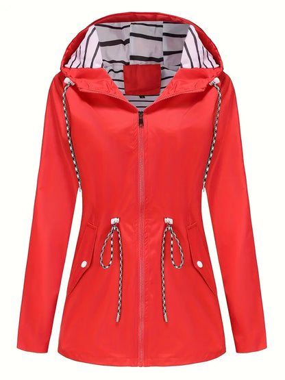 Isabella Hooded Raincoat | Relaxed Fit Zip Front Raincoat