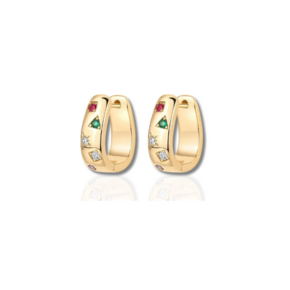 Vibrant Multicolor Cubic Zirconia Huggie Earrings - Mila