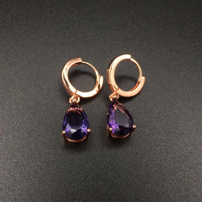 Violet Teardrop Earrings - Amethyst