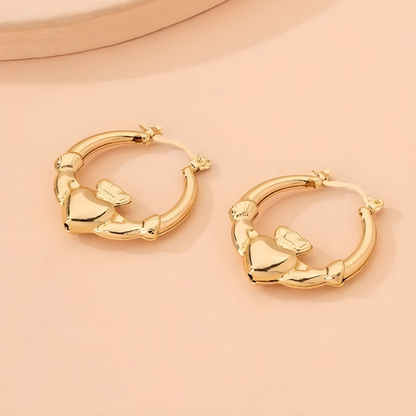 Geometric Heart Hoop Earrings - Kira