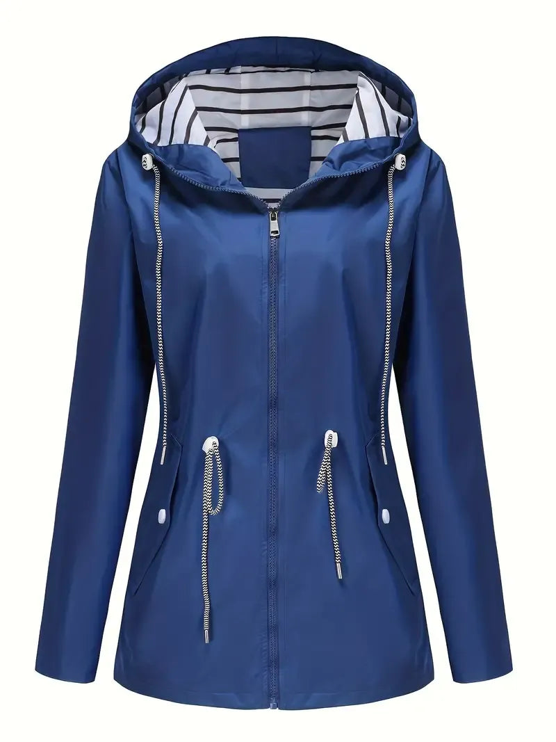 Isabella Hooded Raincoat | Relaxed Fit Zip Front Raincoat