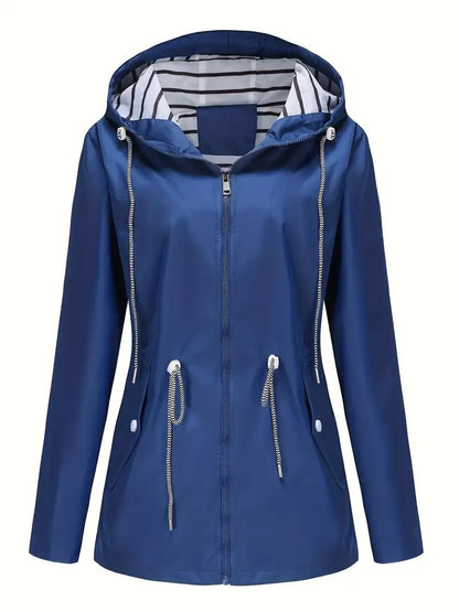 Isabella Hooded Raincoat | Relaxed Fit Zip Front Raincoat