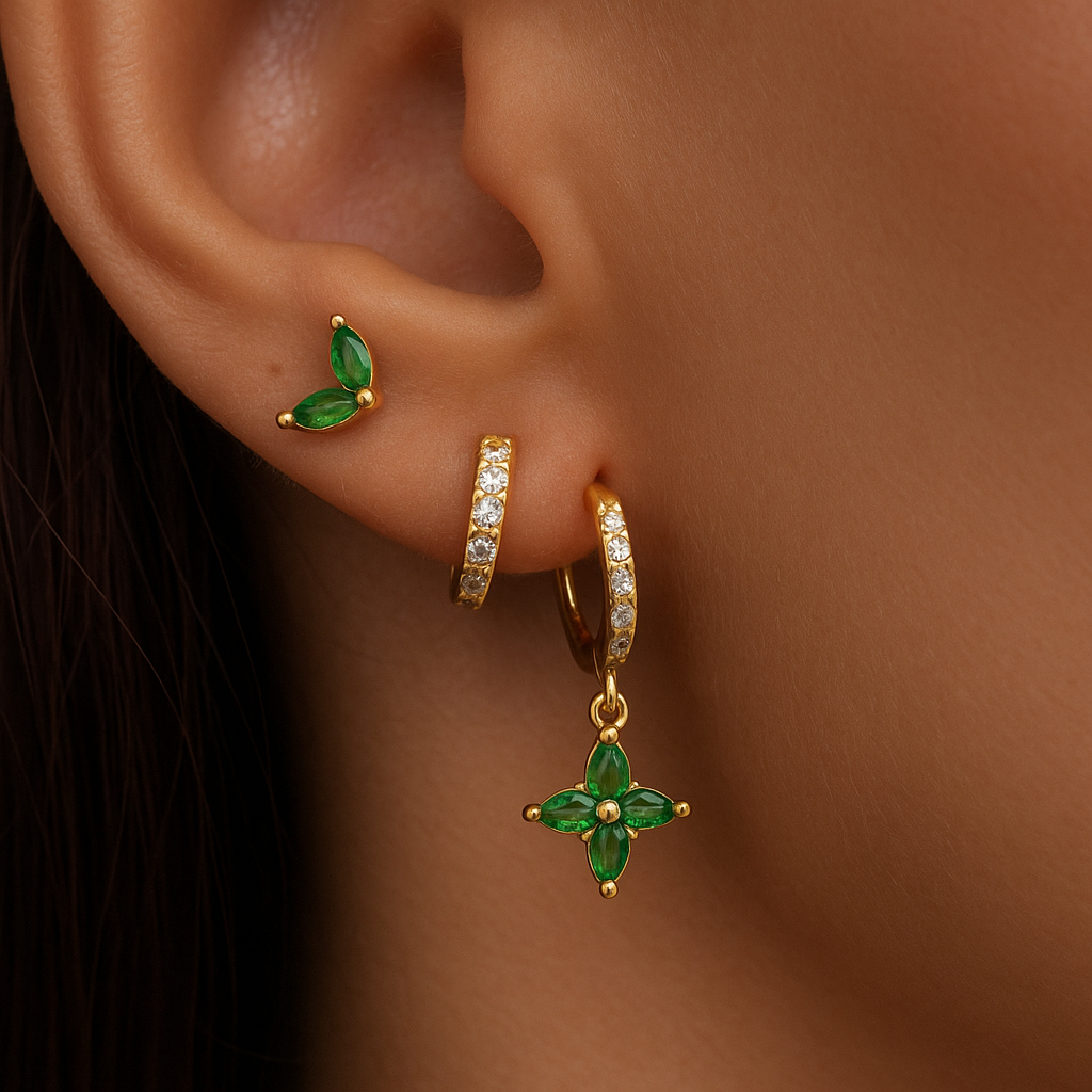 Gold Plated Earrings Timeless Set - Trio