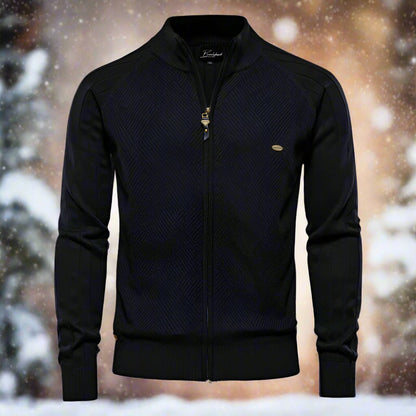 Theodore Cotton Knitted Jacket | Stand Collar Hip-Length Jacket