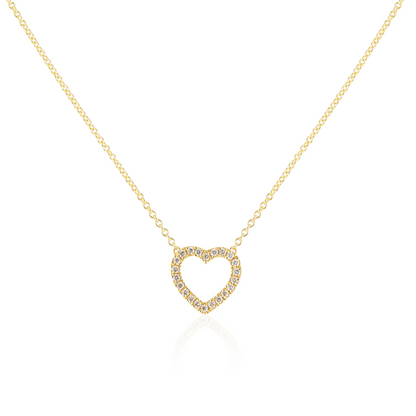 Small love necklace - gold diamond heart necklace
