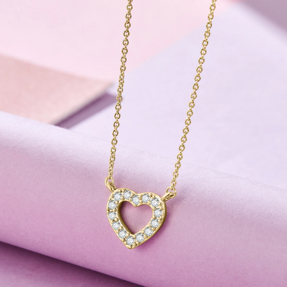 Small love necklace - gold diamond heart necklace